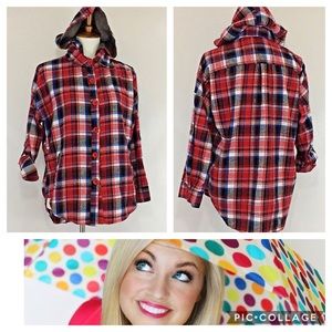 Love Culture Red-Blue Plaid Jacket with Hood SZ L